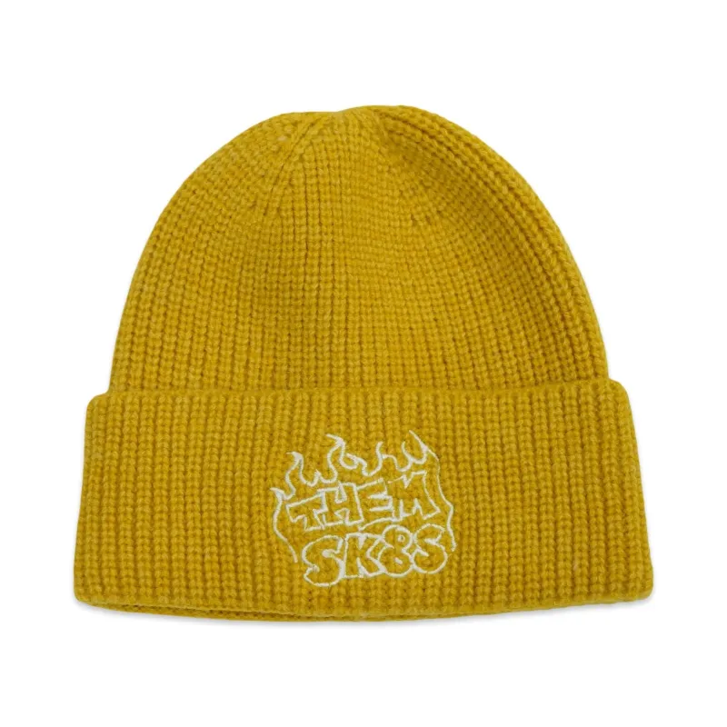 THEM SKATES - FIRE - KNITTED BEANIE - YELLOW sold by Them Skates