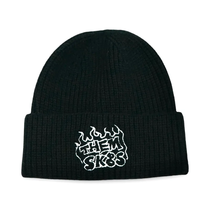 THEM SKATES - FIRE - KNITTED BEANIE - BLACK made by Them Skates