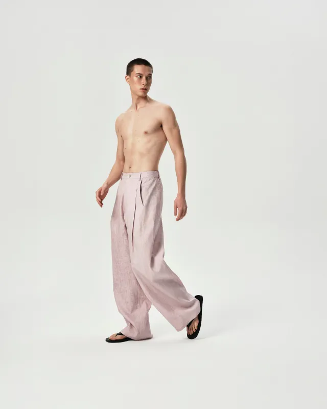 Linen Pleated Pants made by YHONE