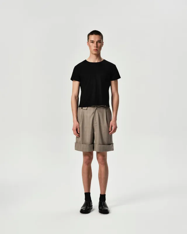 Cuff Pleated Shorts made by YHONE