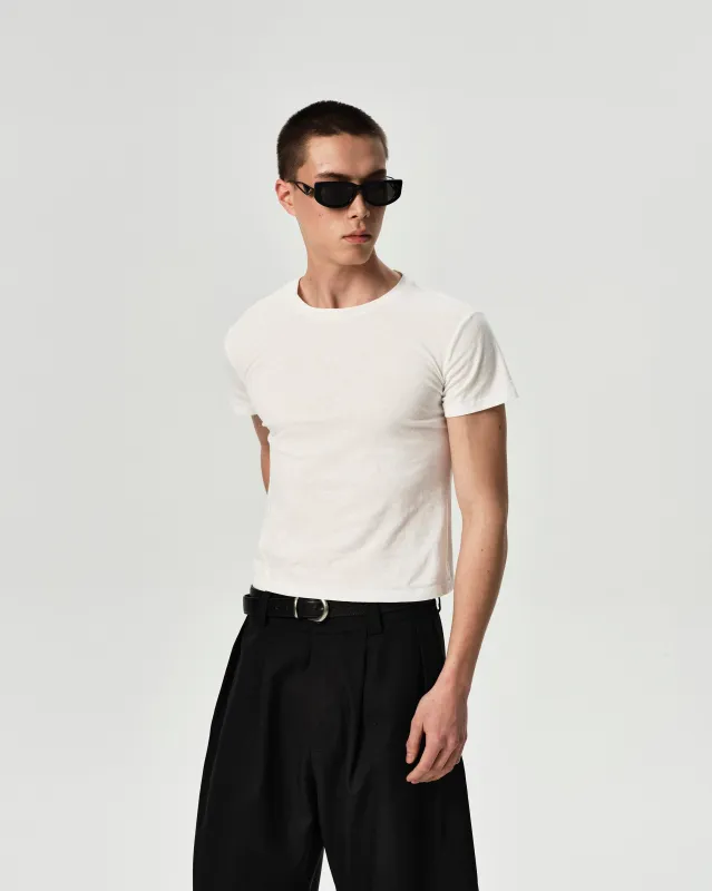 Angle Cropped Tee made by YHONE