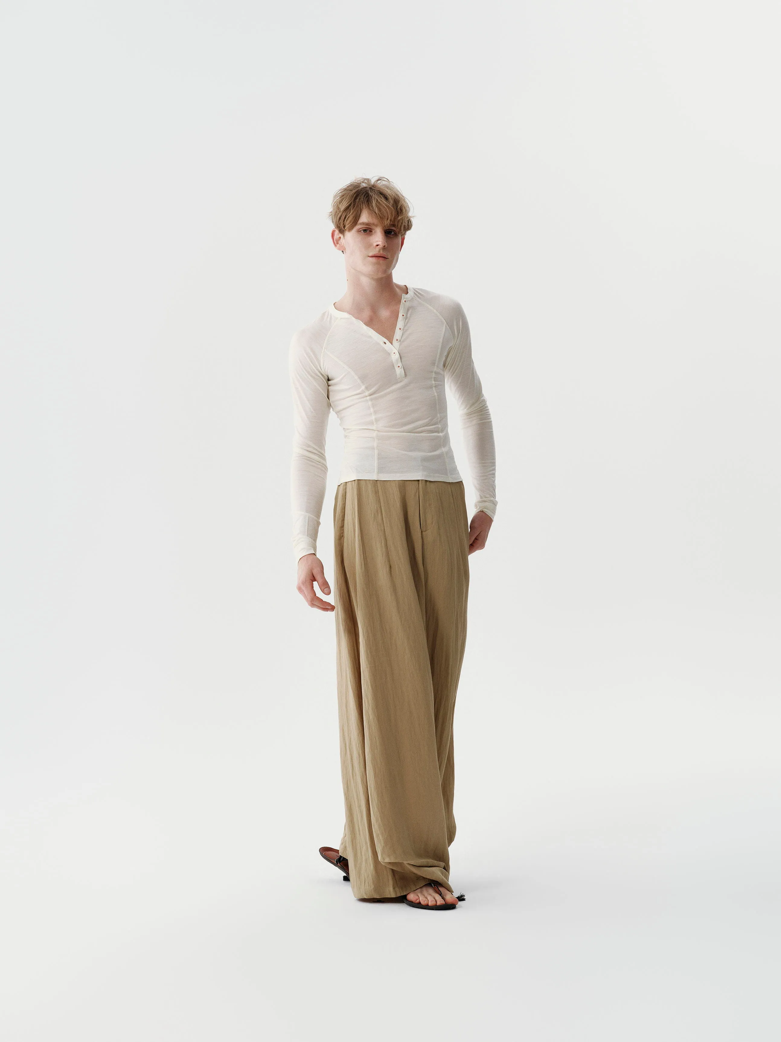 Drape Pleated Pants — Sand Beige sold by YHONE product image thumbnail 2