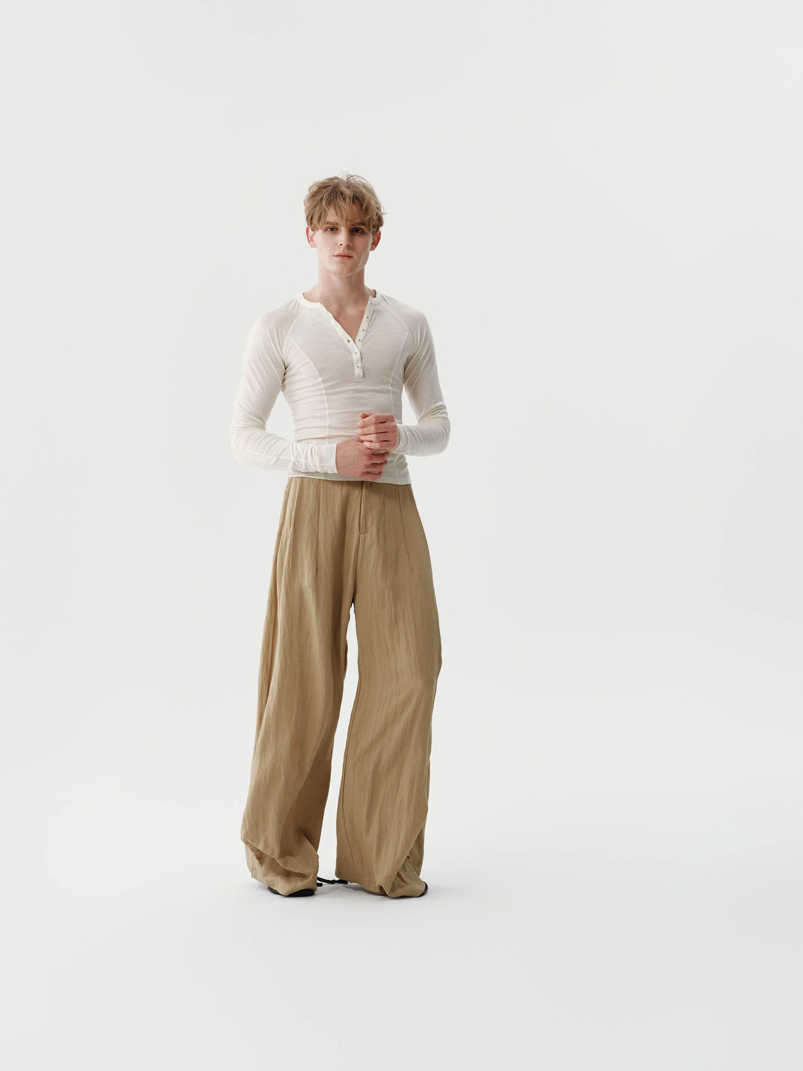 Drape Pleated Pants — Sand Beige sold by YHONE product image thumbnail 3