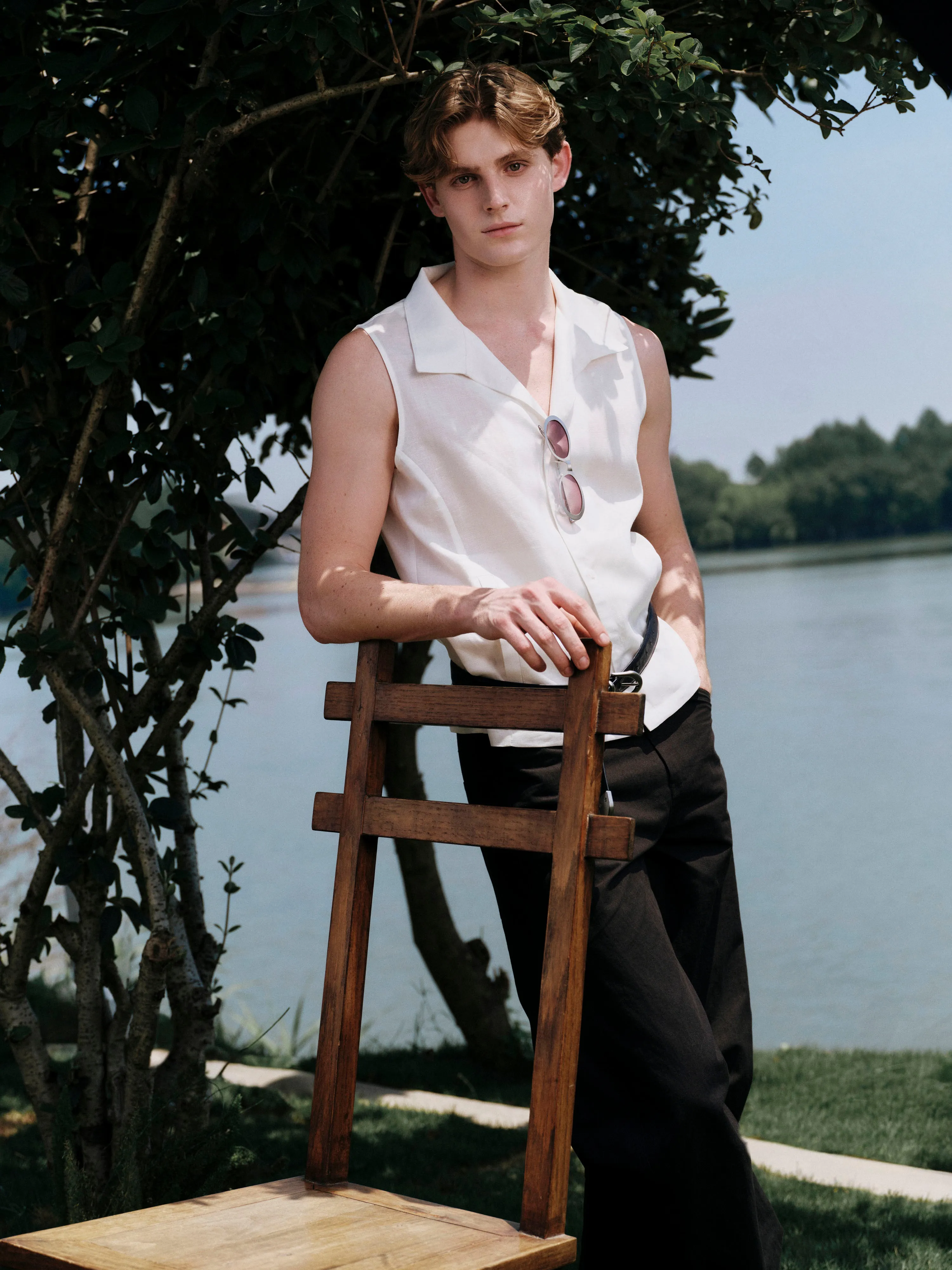 Open Collar Shirt Vest sold by YHONE