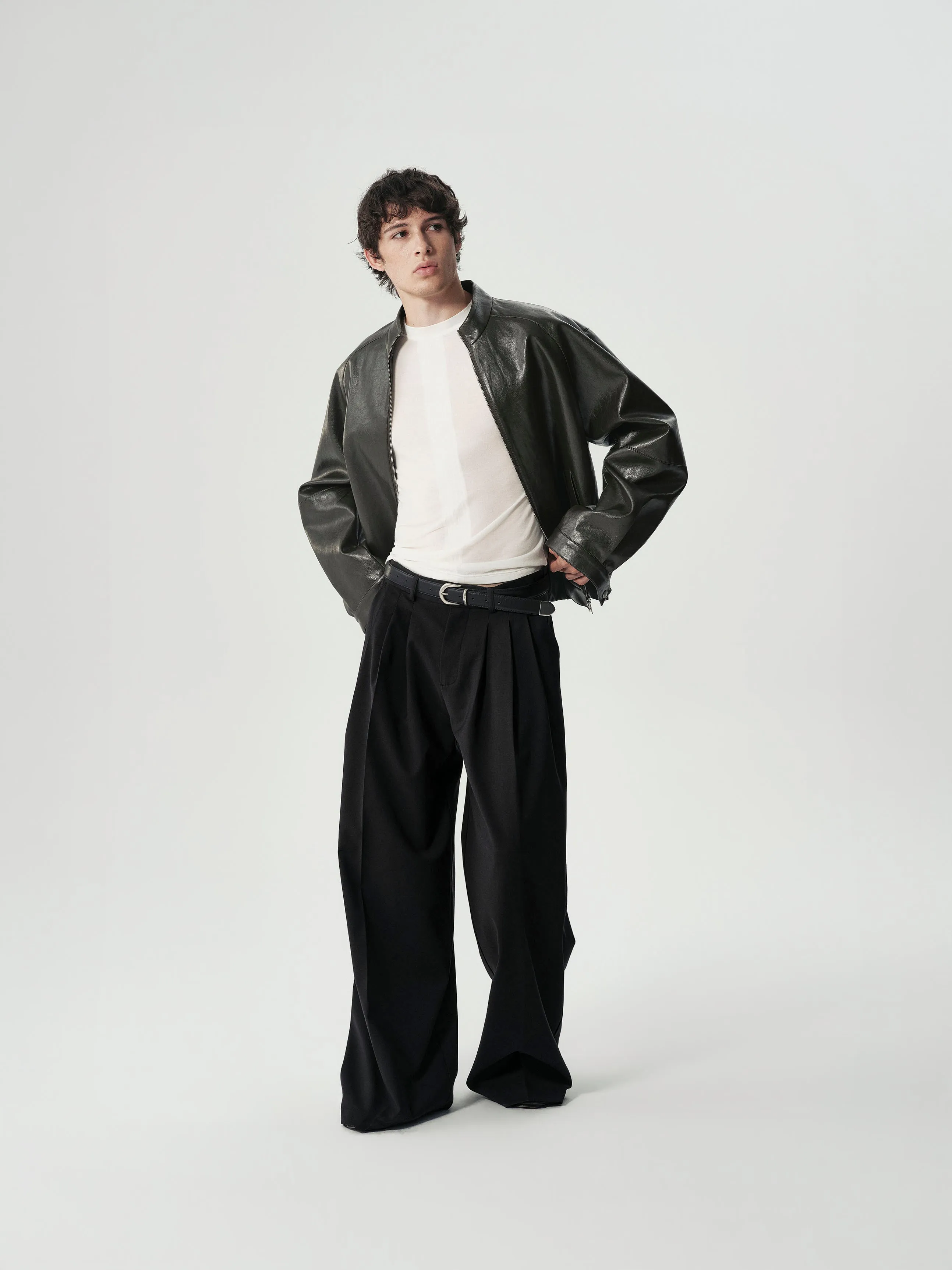 Triple-Pleat Wide Trousers sold by YHONE product image thumbnail 5