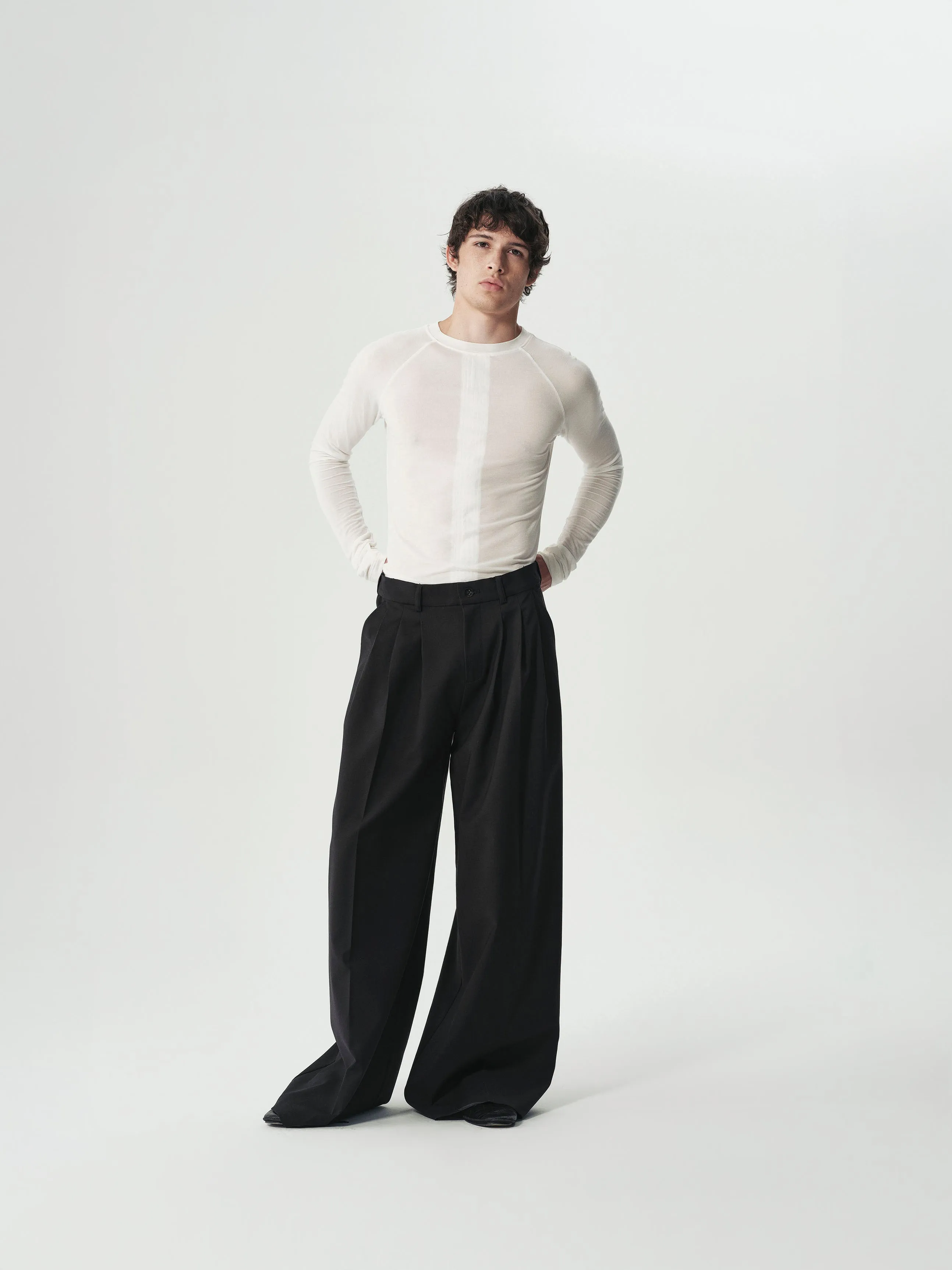 Triple-Pleat Wide Trousers sold by YHONE product image thumbnail 2
