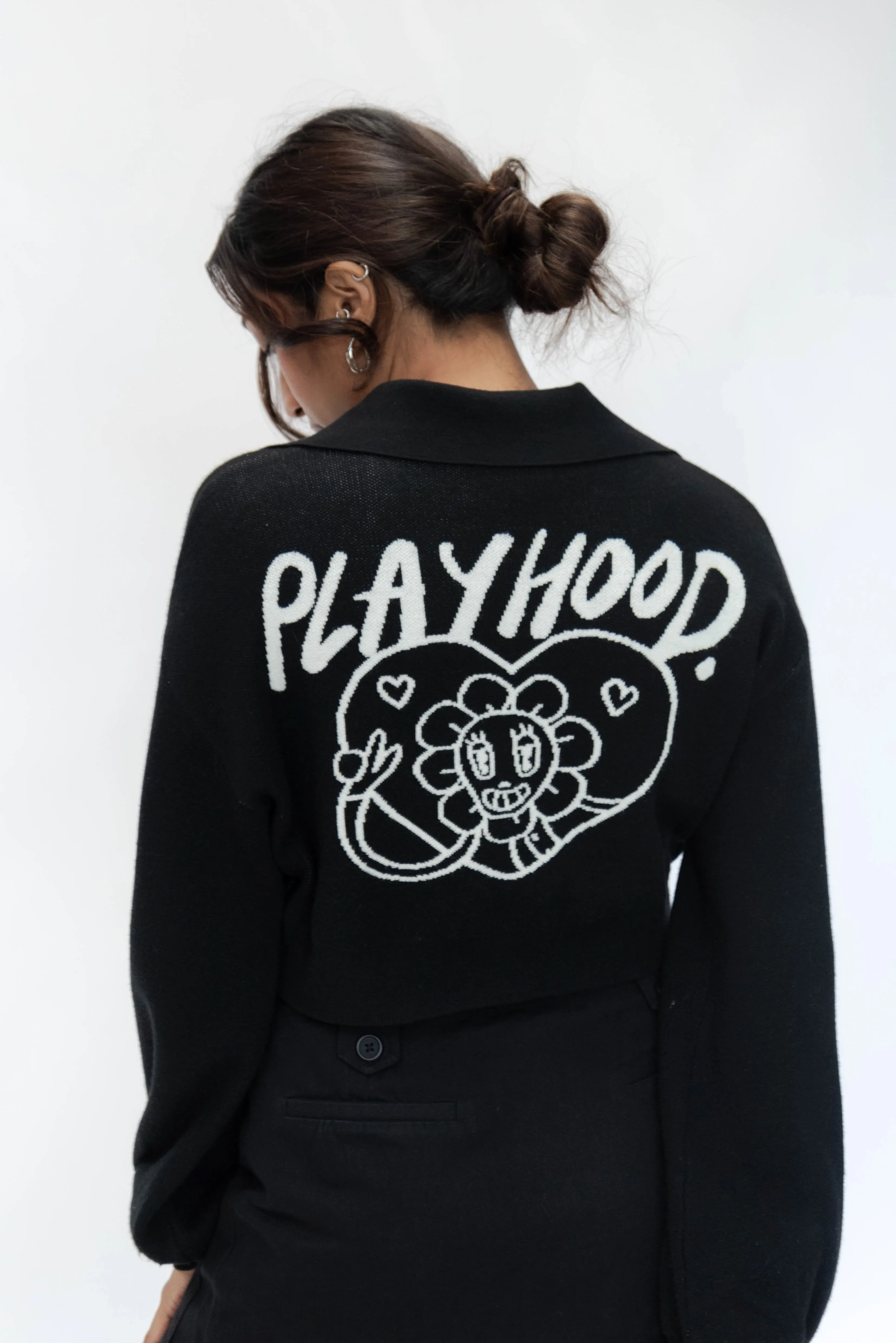 Black Hoodie Lover Crop Cardigan sold by Playhood product image thumbnail 4