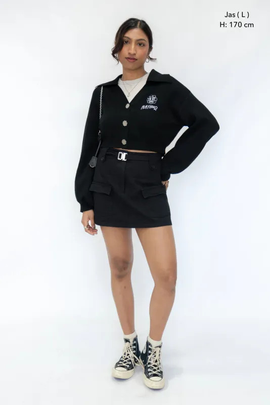 Black Hoodie Lover Crop Cardigan sold by Playhood