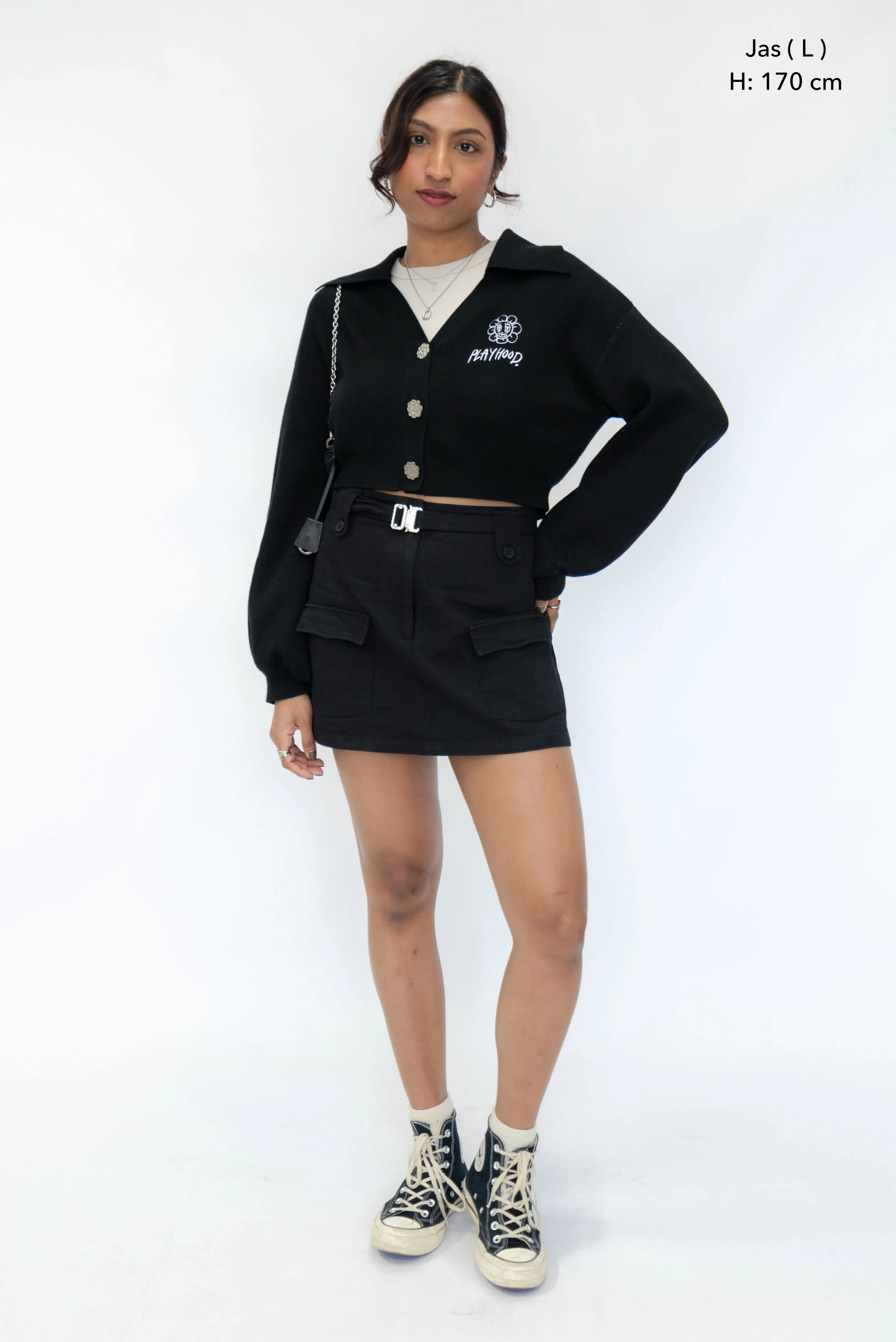 Black Hoodie Lover Crop Cardigan sold by Playhood