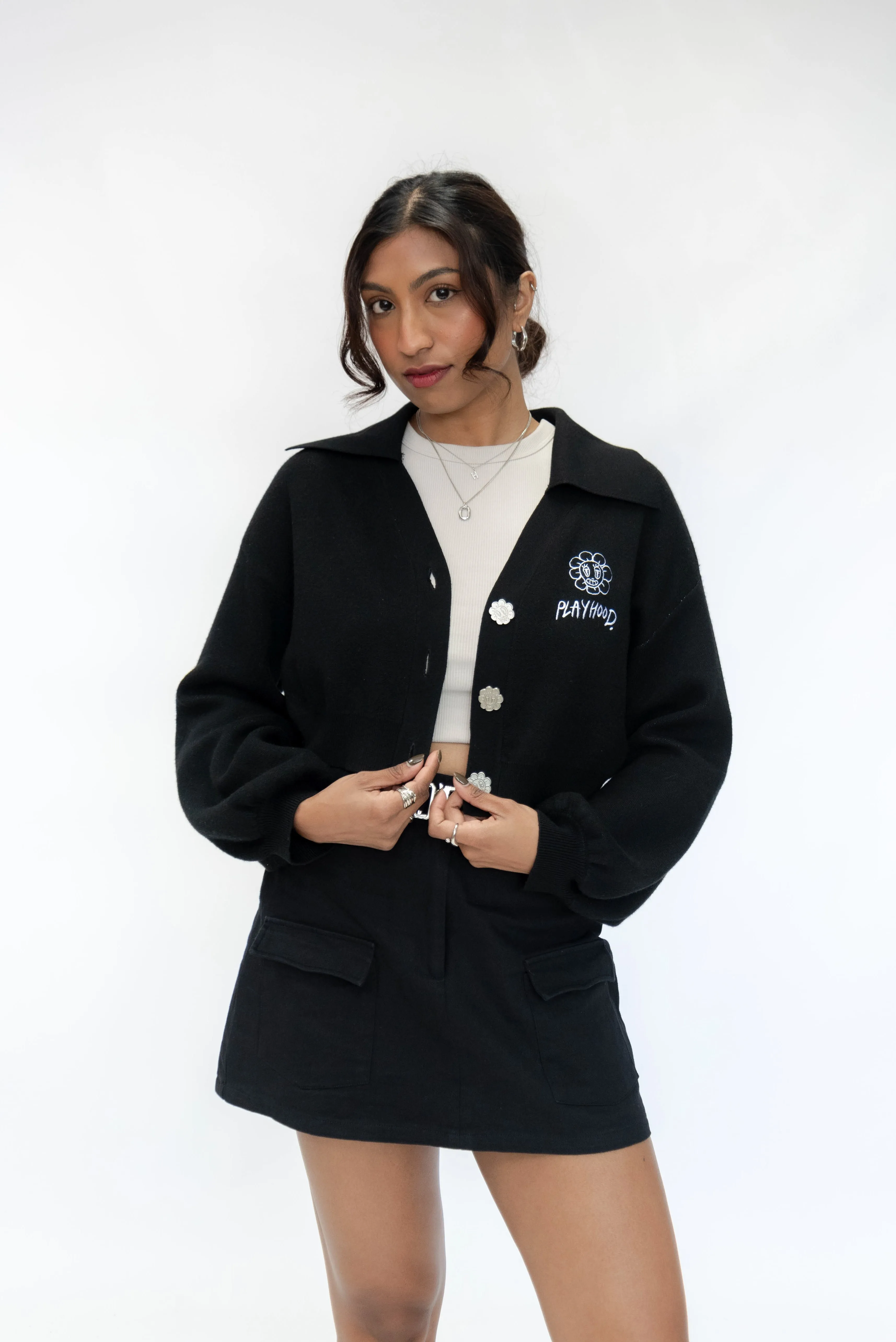 Black Hoodie Lover Crop Cardigan sold by Playhood product image thumbnail 3