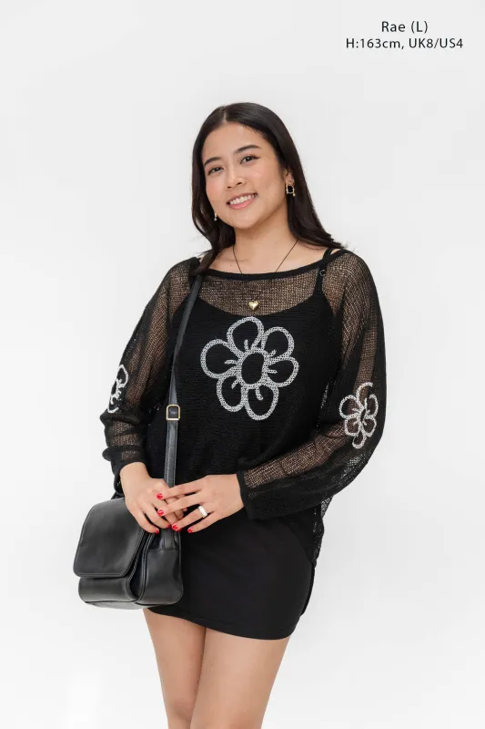 BLACK DAISY MESH SWEATER sold by Playhood
