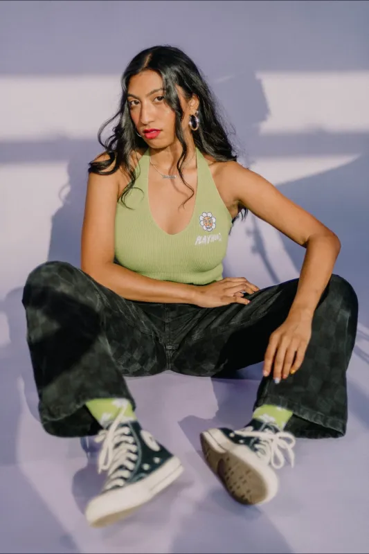 Green Hoodie Daisy Halter Neck Tube Top sold by Playhood