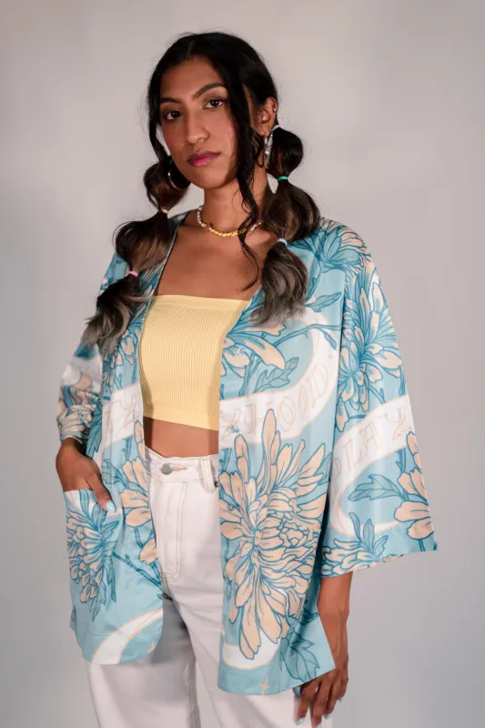 Sky Blue Chrysanthemum Kimono sold by Playhood