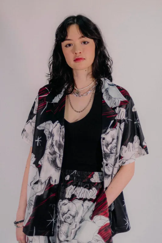 Red Rose Sketch Hawaiian Shirt sold by Playhood