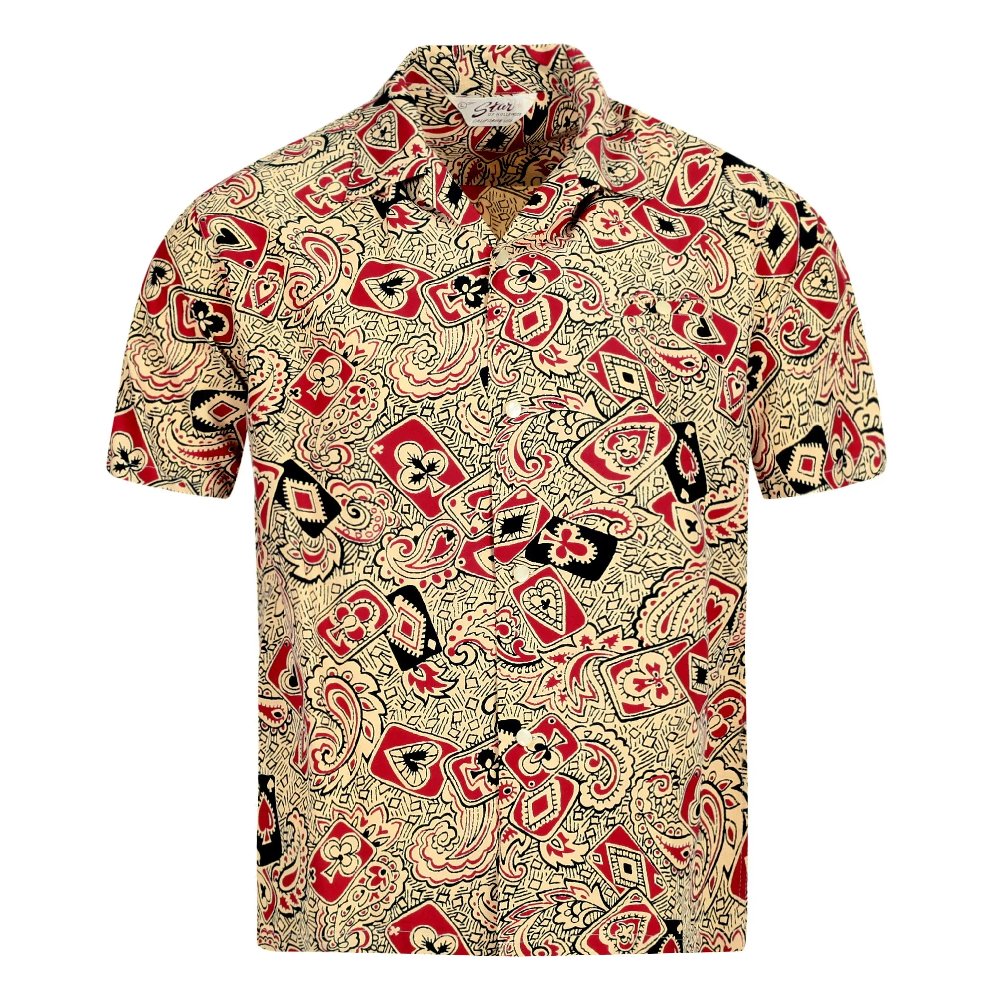 Playing Card and Paisley SH38127 Off White Hawaiian Shirt SoH10098 sold by Sugar Cane