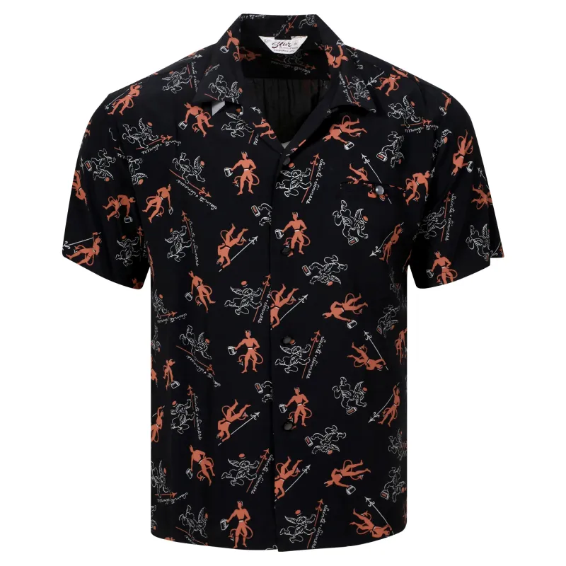 Saints and Sinners SH38391 Black Short Sleeve Hawaiian Shirt SoH11086 made by Sugar Cane