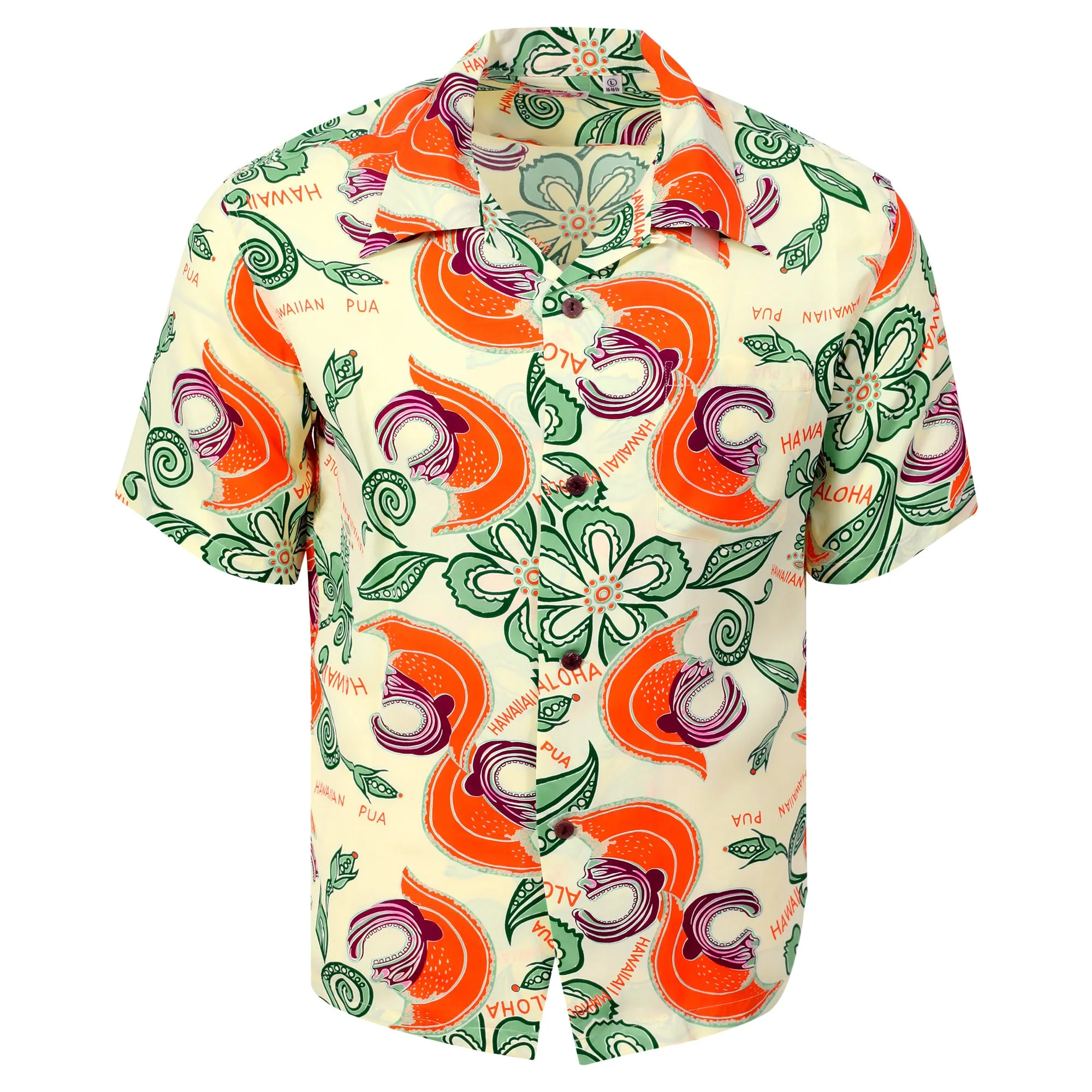 Mahiole Printed SS38333 Rayon Made Yellow Hawaiian Shirt SURF11098 sold by Sugar Cane