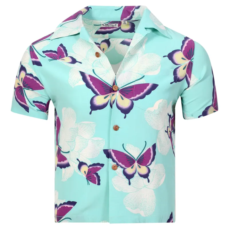 Mariposa Rayon SS38325 Short Sleeve Blue Hawaiian Shirt SURF11091 made by SUNSURF