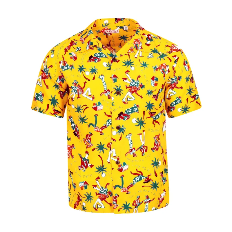 Rayon Fun Island of Hawaii SS38040 Yellow Hawaiian Shirt SURF10267 sold by Sugar Cane