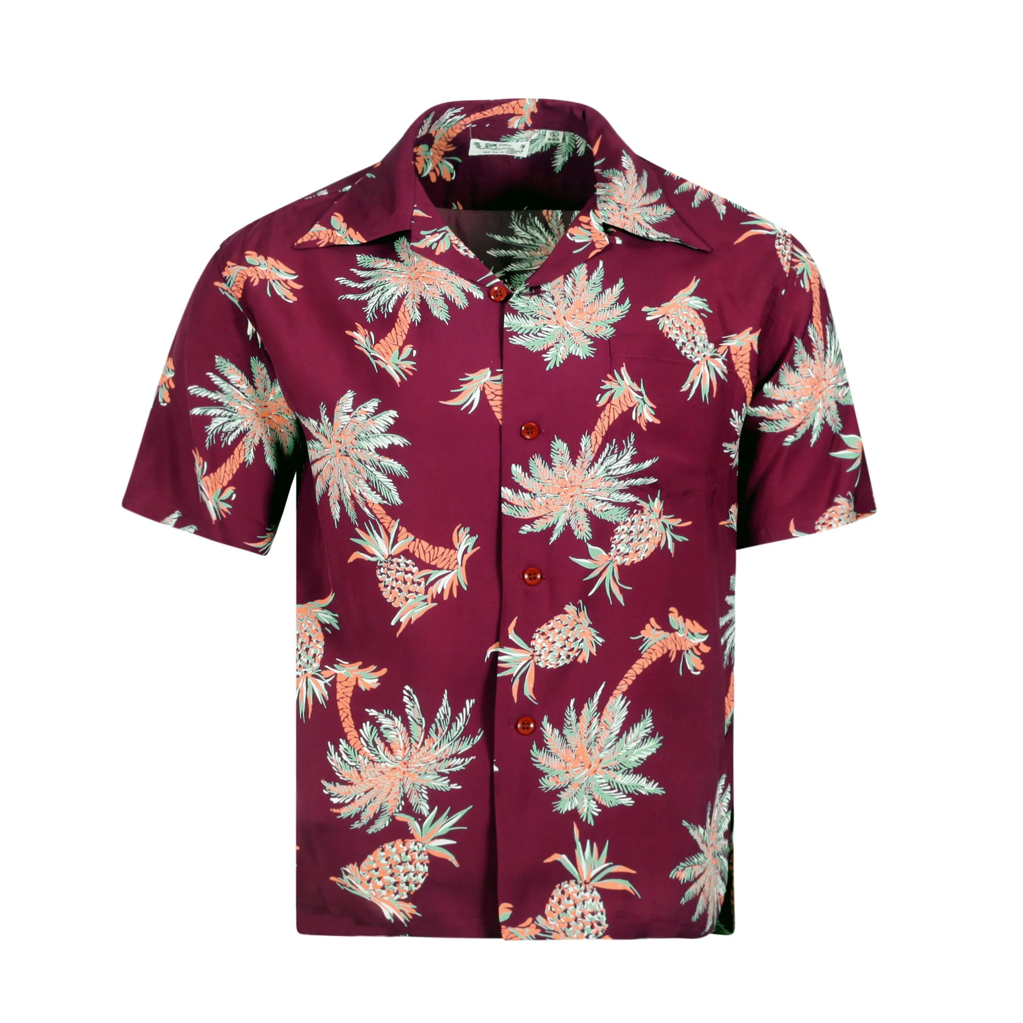 Studded Palm Tree Rayon Made SS38040 Wine Hawaiian Shirt SURF10262 sold by Sugar Cane