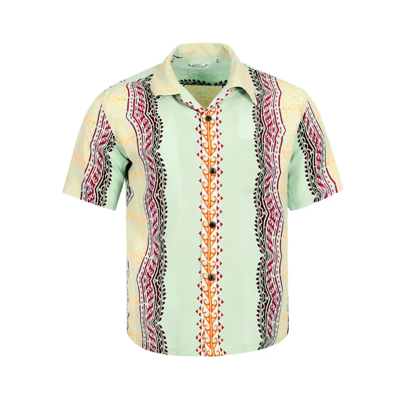 Traditional Tattoo Motif SS38046 Blue Rayon Hawaiian Shirt SURF10265 made by SUNSURF