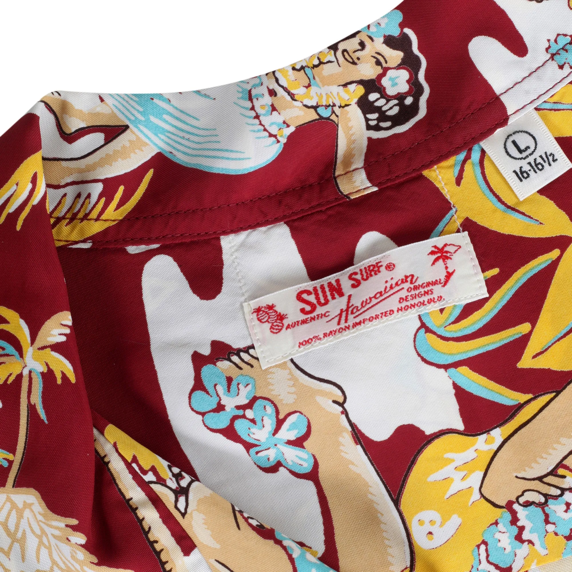 Wine Luau Printed SS38025 Hawaiian Shirt with Cuban Collar SURF10085 sold by Sugar Cane product image thumbnail 3