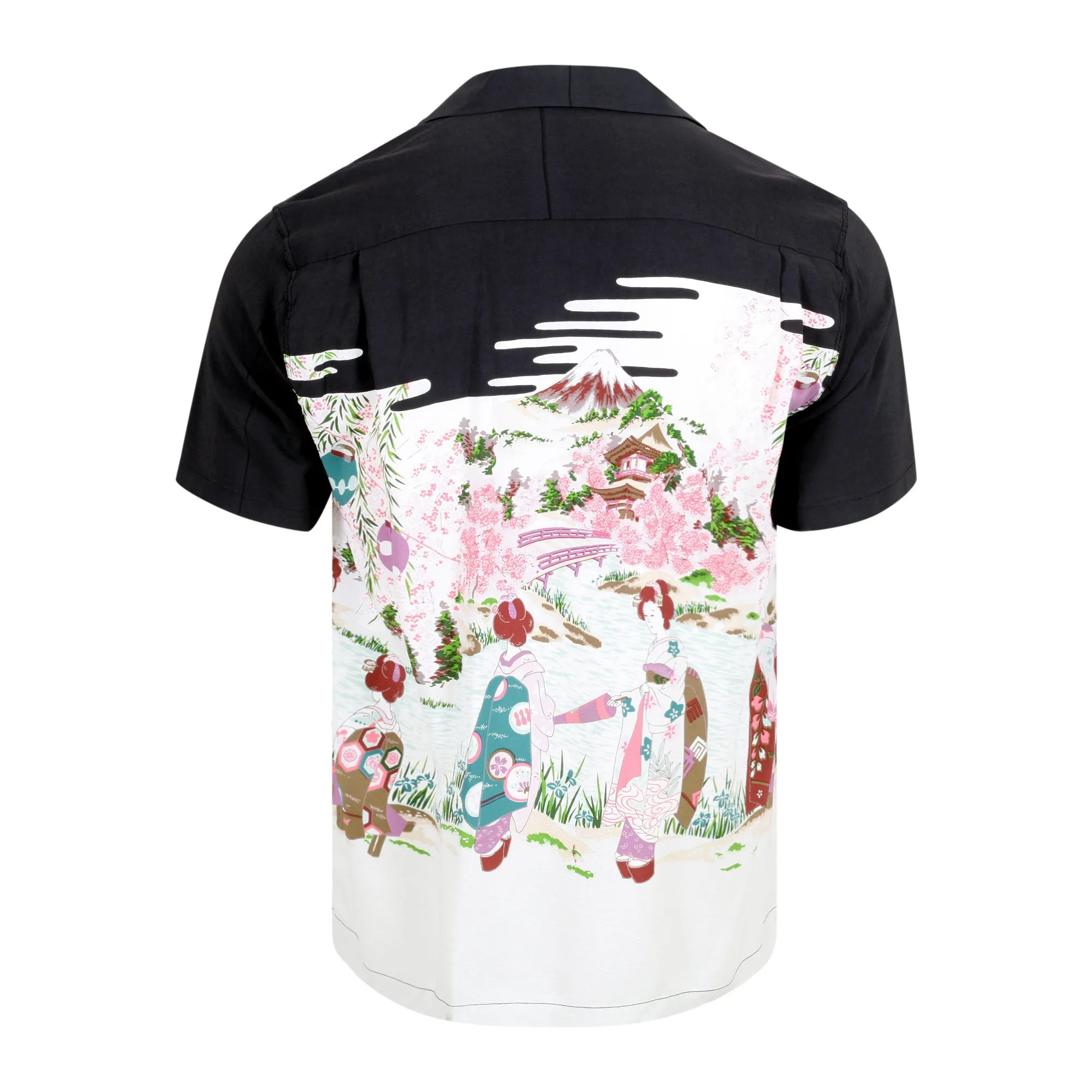 Black SS38030 Old Japanese Scenery Printed Hawaiian Shirt SURF10086 sold by Sugar Cane product image thumbnail 2