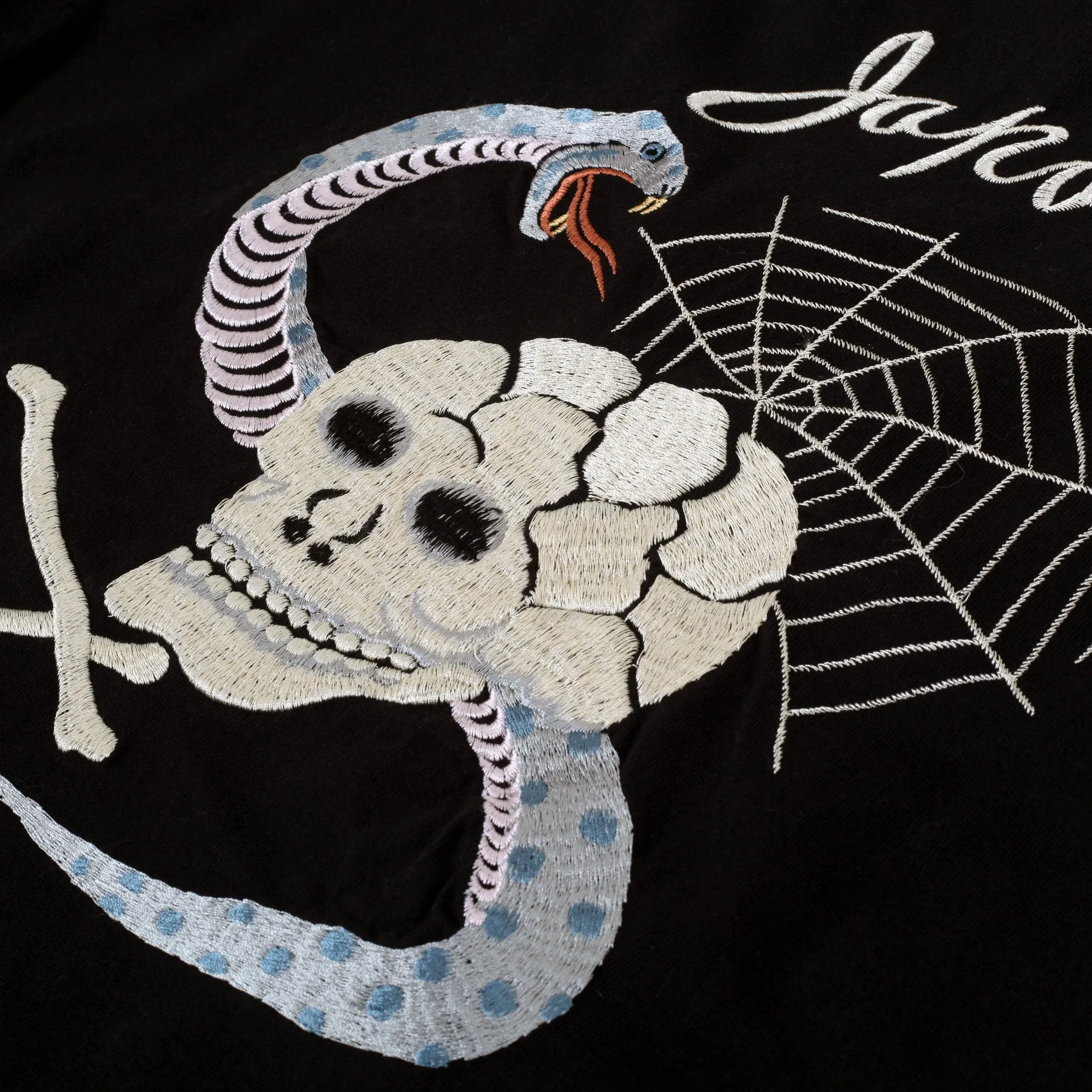 Skull and Snake Embroidered TT78244 Crew Neck Black T-shirt TT10076 sold by Sugar Cane product image thumbnail 3