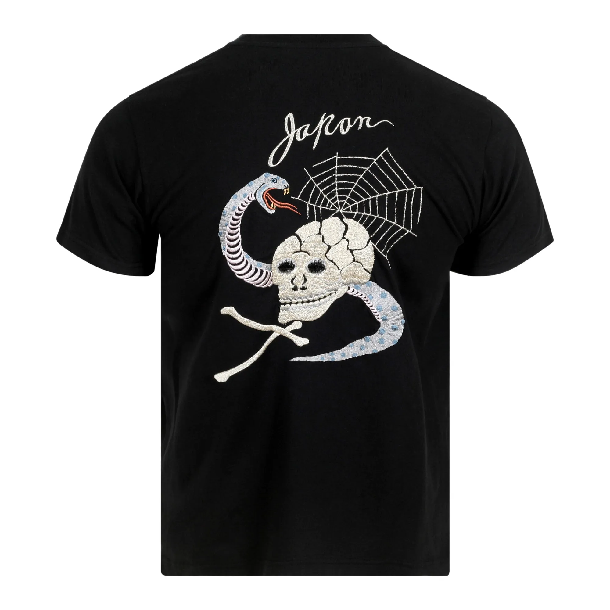 Skull and Snake Embroidered TT78244 Crew Neck Black T-shirt TT10076 sold by Sugar Cane product image thumbnail 2