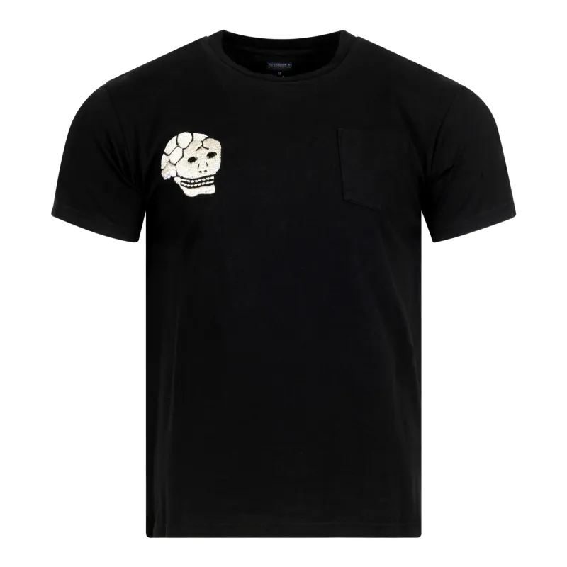 Skull and Snake Embroidered TT78244 Crew Neck Black T-shirt TT10076 sold by Sugar Cane