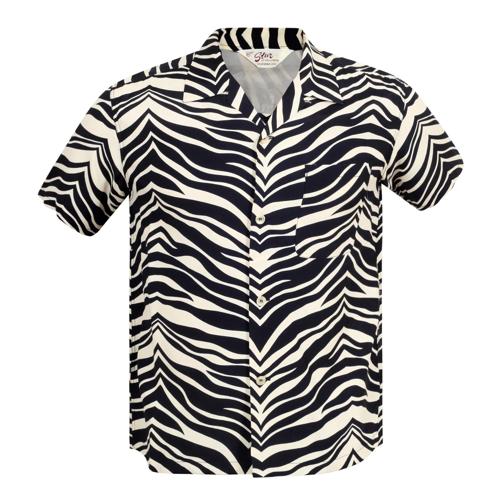 Short Sleeve SH37879 Rayon Zebra Printed Black Hawaiian Shirt SoH8663 sold by Sugar Cane product image thumbnail 3
