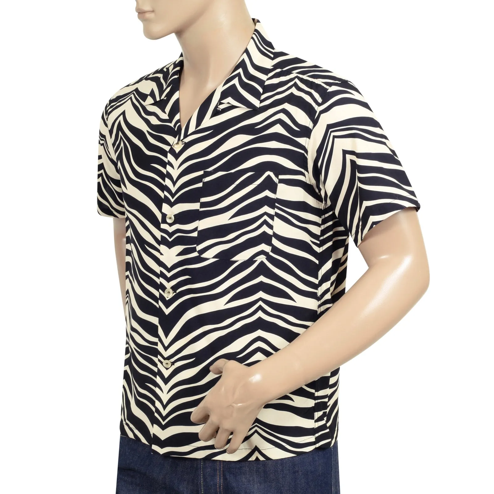 Short Sleeve SH37879 Rayon Zebra Printed Black Hawaiian Shirt SoH8663 sold by Sugar Cane product image thumbnail 5