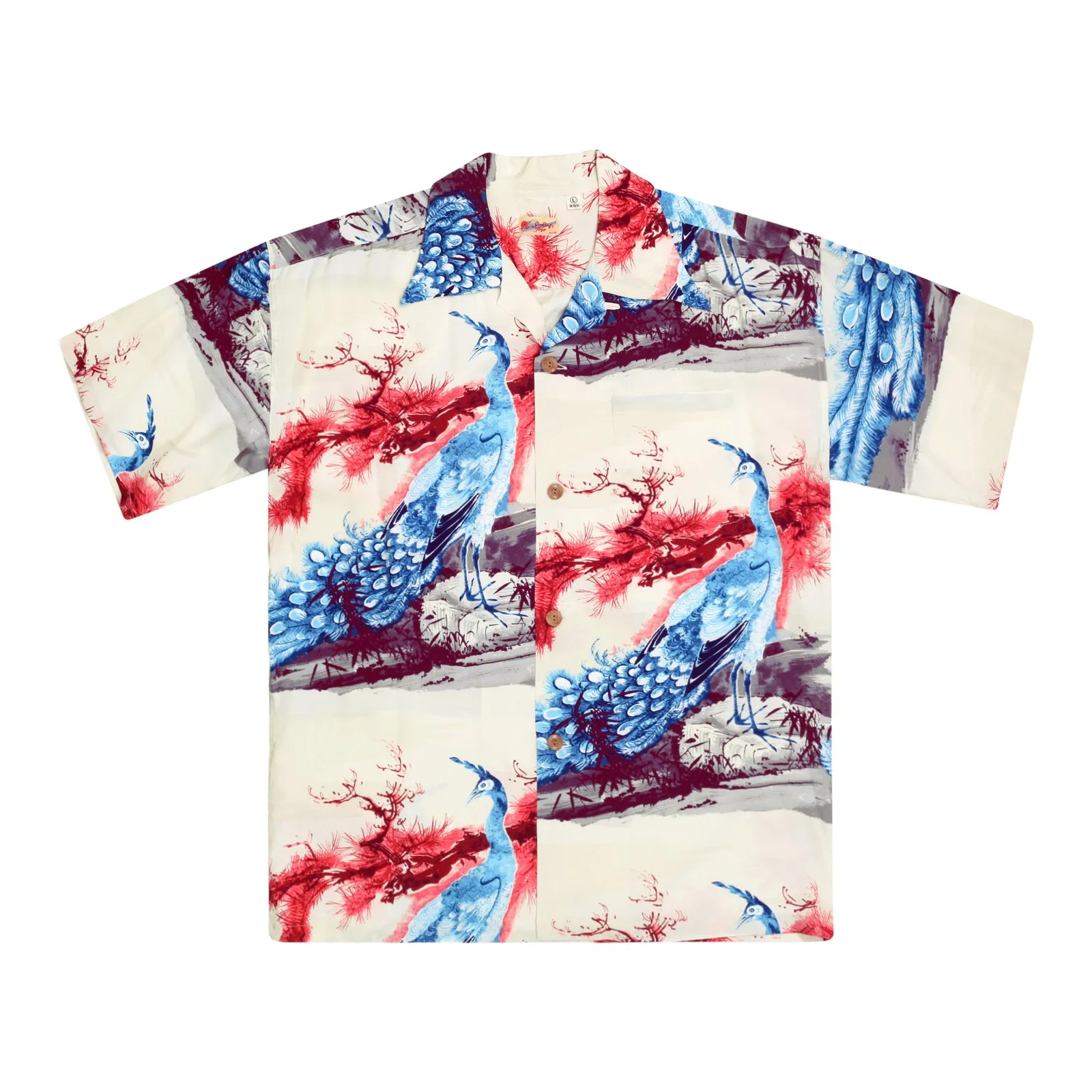 Pikake Symbol of Hawaii Printed SS37793 Beige Hawaiian Shirt SURF8594 sold by Sugar Cane
