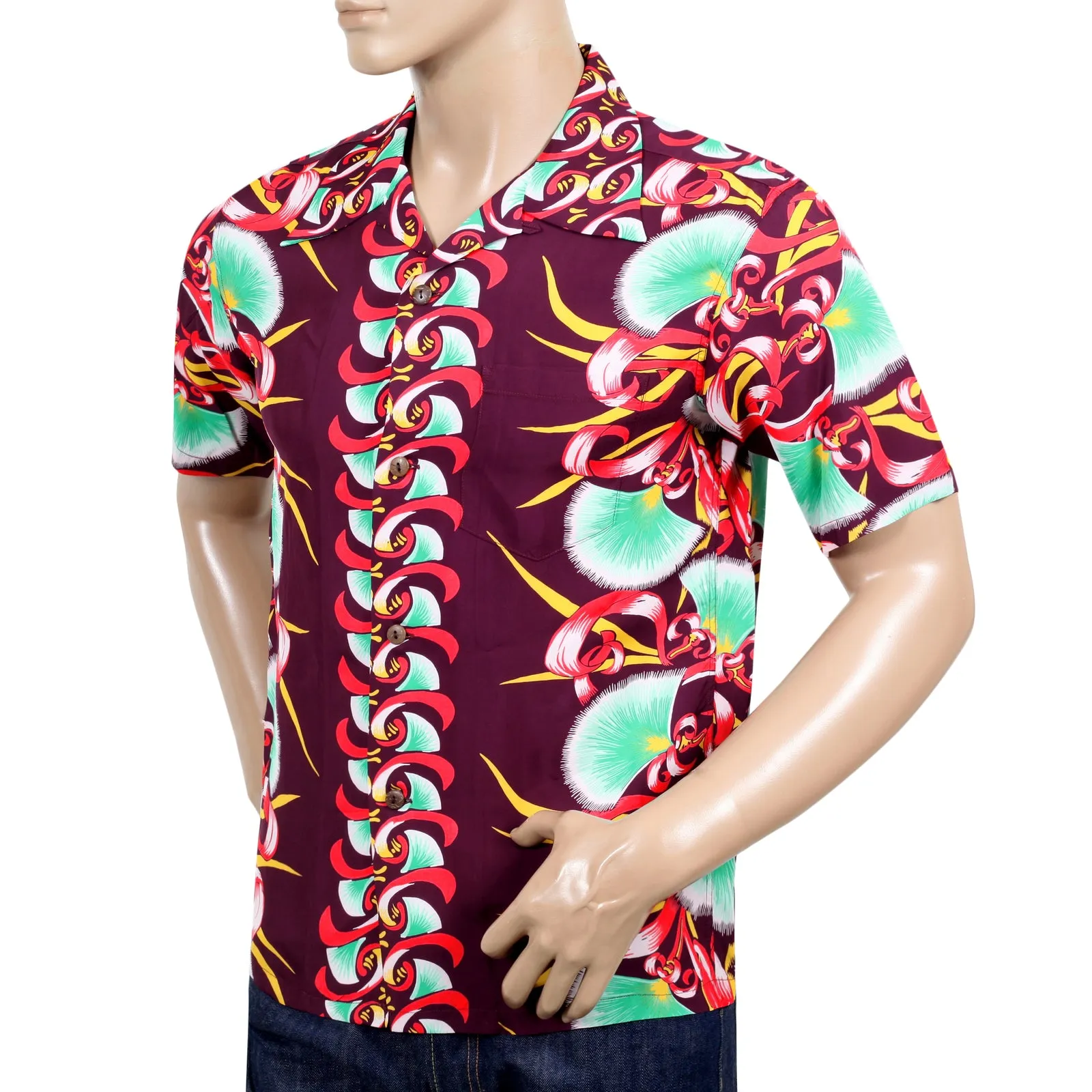 Aloha Bombax Tree Printed SS37793 Wine Rayon Hawaiian Shirt SURF7571 sold by Sugar Cane product image thumbnail 5