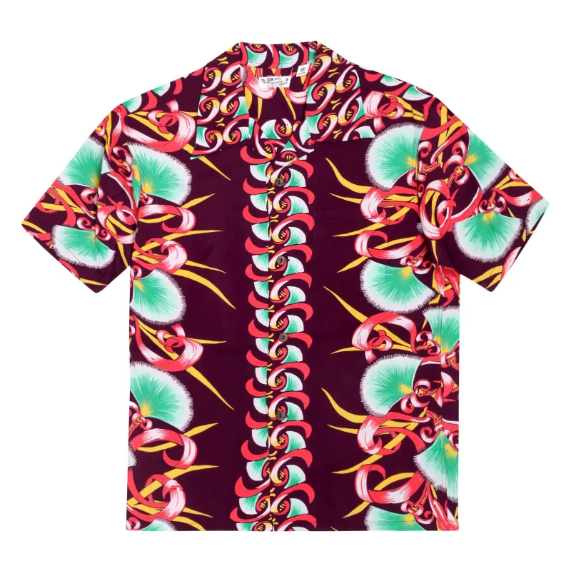 Aloha Bombax Tree Printed SS37793 Wine Rayon Hawaiian Shirt SURF7571 made by SUNSURF