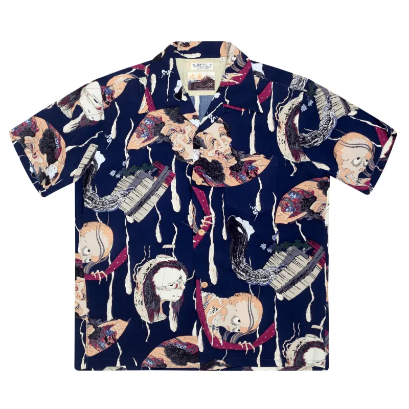 One Hundred Ghost Tales Printed SS37653 Navy Hawaiian Shirt SURF7543 sold by Sugar Cane