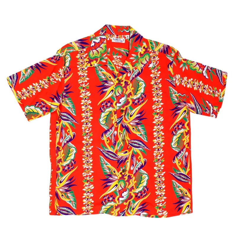 Mens Blessing of Nature Printed SS37468 Hawaiian Shirt in Red SURF7536 made by SUNSURF