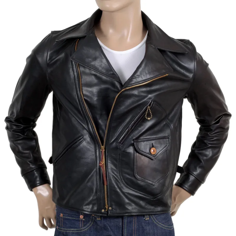 Aviator Heavy Weight SC80435 Horsehide Black Leather Jacket CANE5802 made by Sugar Cane