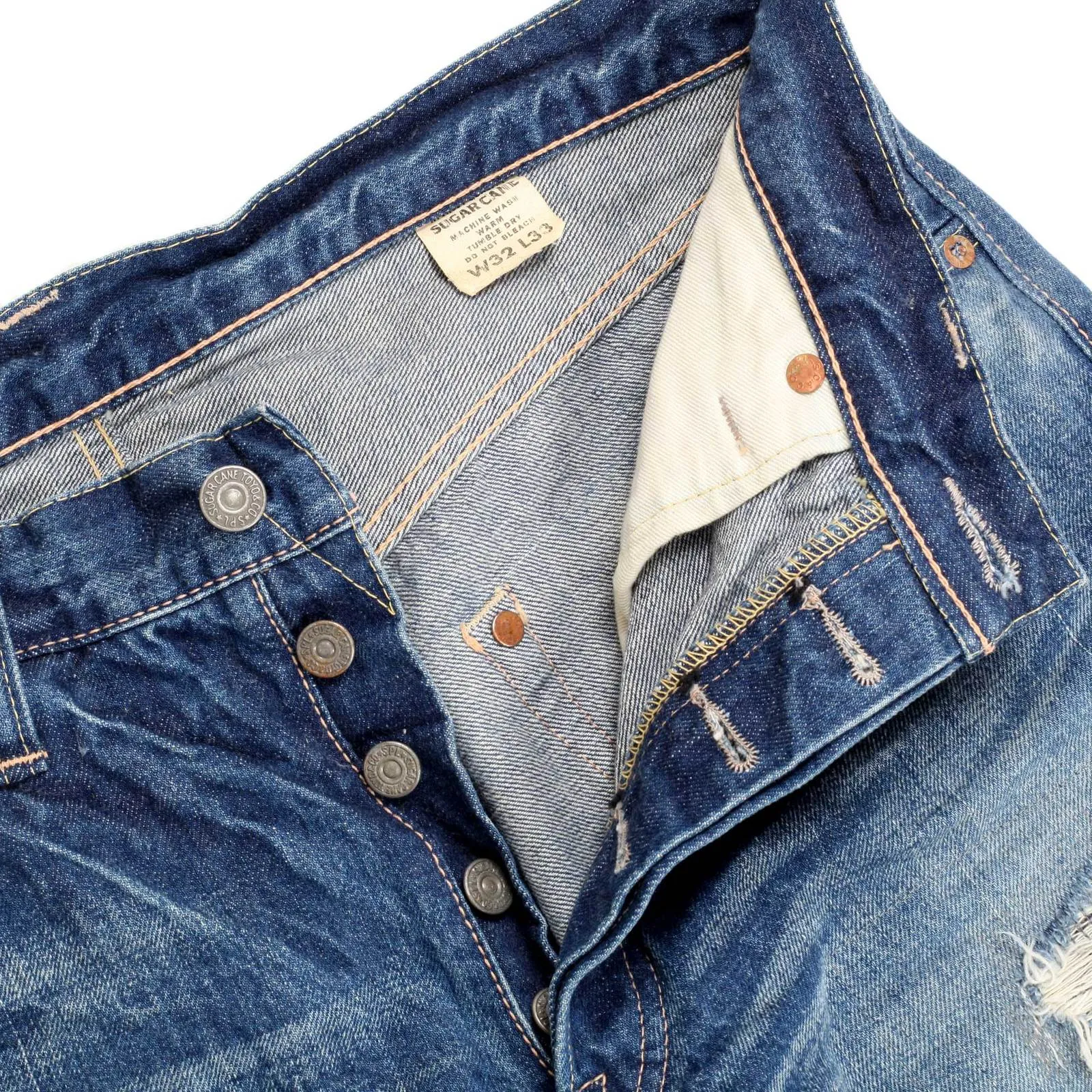 Slim Fit One Star 10 Year Aged SC41501R 14oz Distressed Jeans CANE6511 sold by Sugar Cane product image thumbnail 4