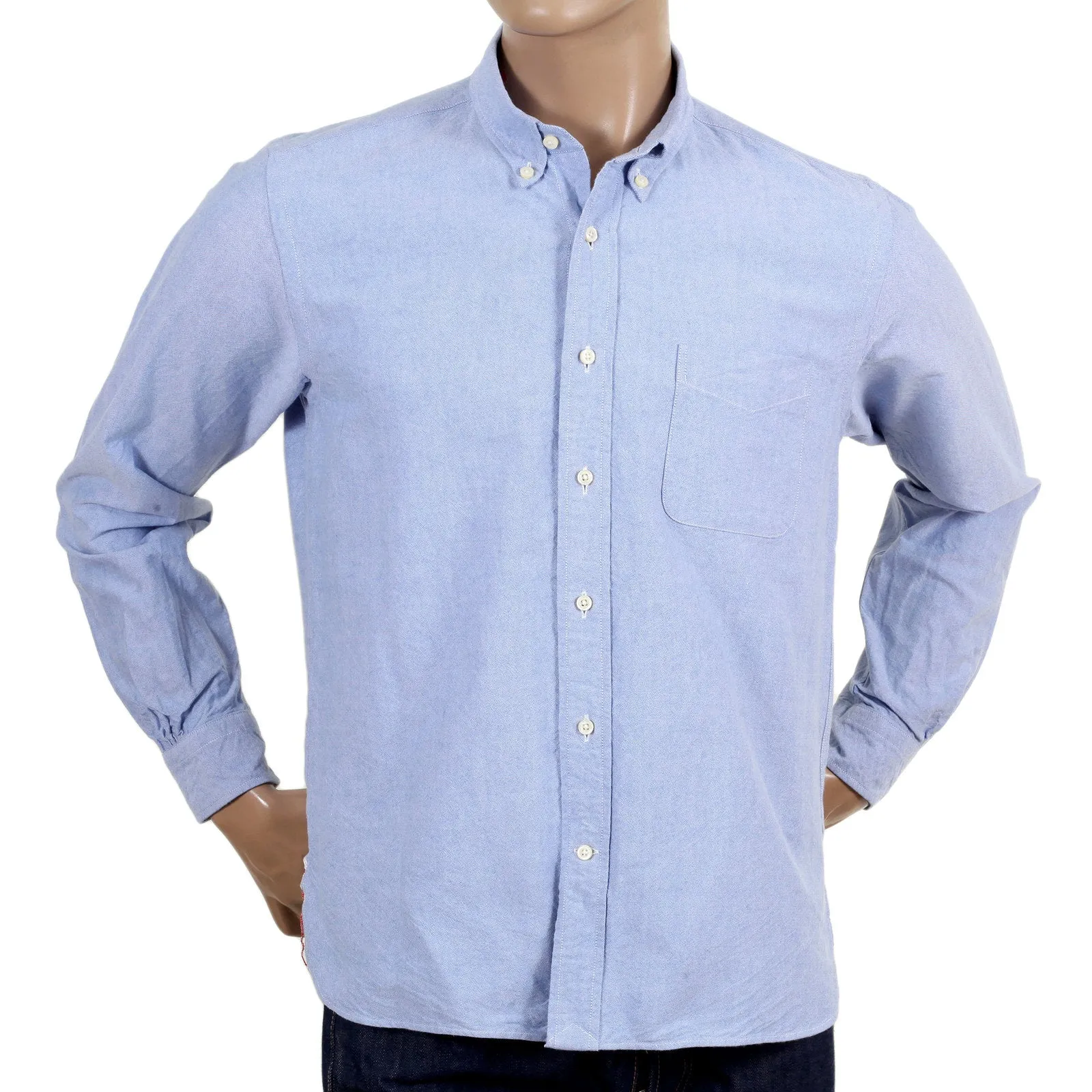 One Wash Cotton SC26475A Oxford Long Sleeve Light Blue Shirt CANE4472 sold by Sugar Cane