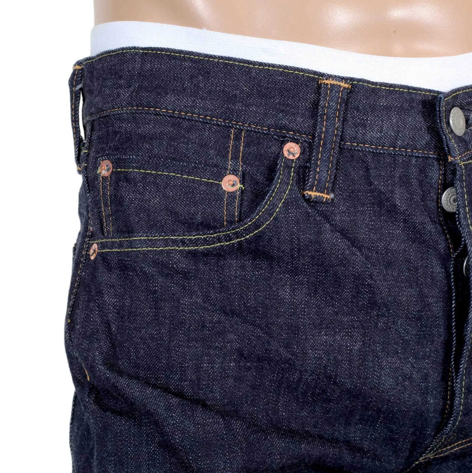 Navy Slim Fit SC42014A Lower Rise 12oz One Wash Denim Jeans CANE4444 sold by Sugar Cane product image thumbnail 5