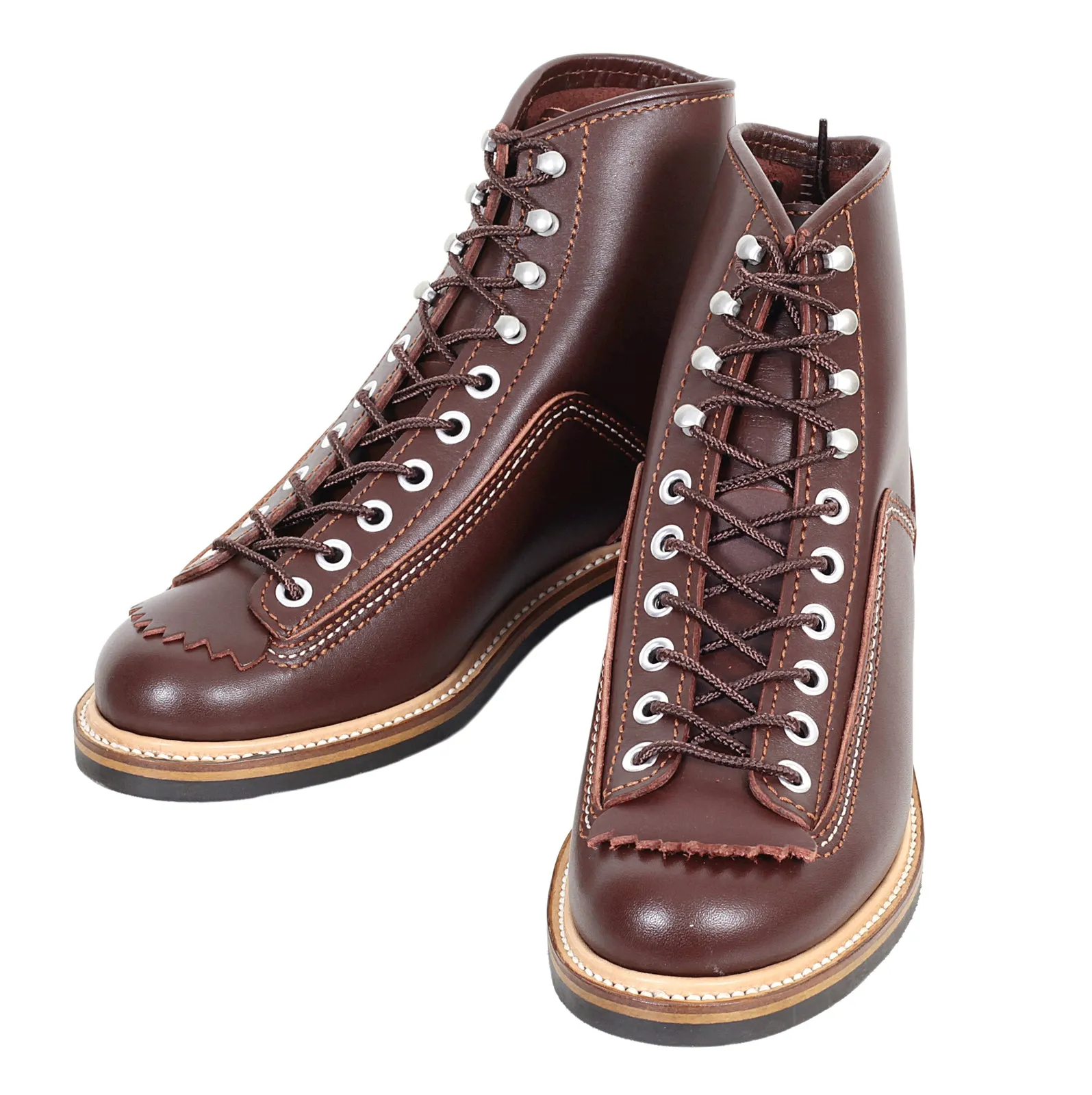 Brown Leather Calf F01615 High Lace Up Carpenter Work Boots CANE4450 sold by Sugar Cane