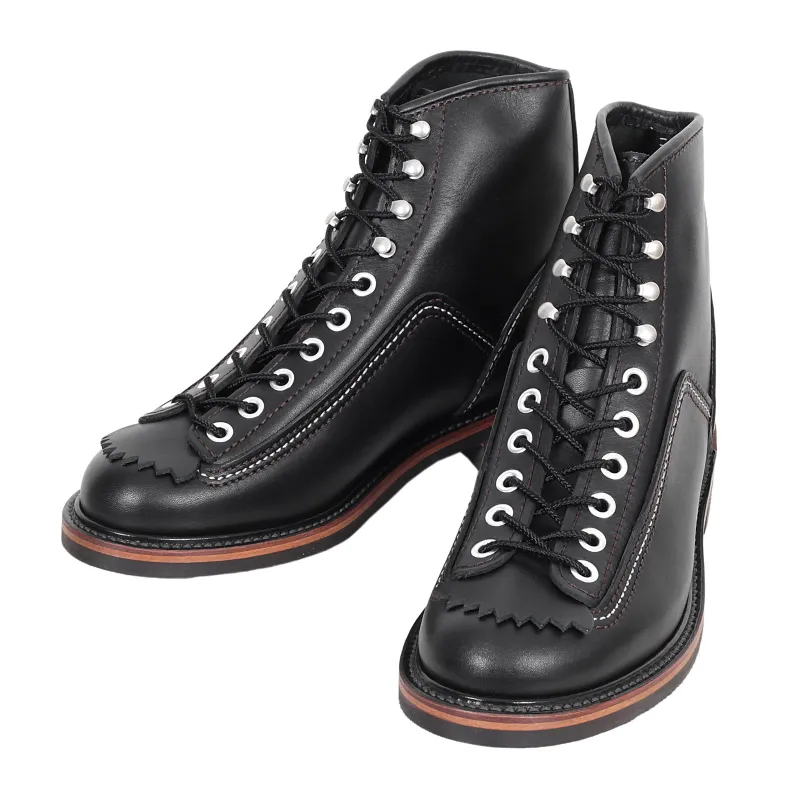 Black Leather Calf F01615 High Lace Up Carpenter Work Boots CANE4449 sold by Sugar Cane