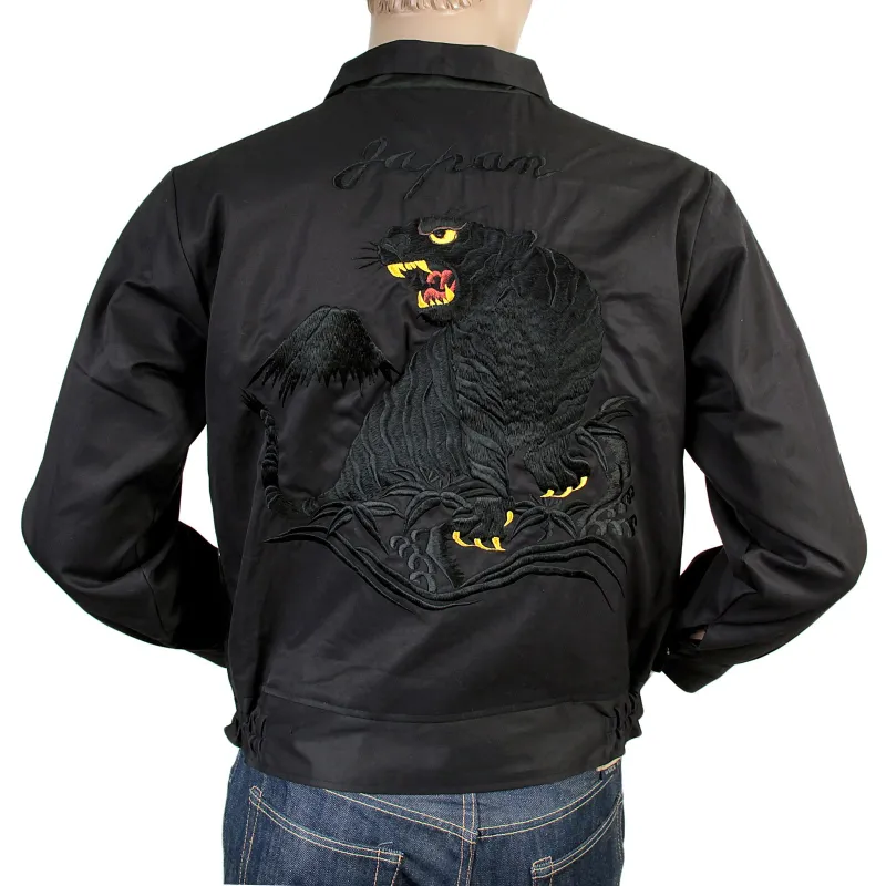 Black and Gold Hand Embroidered Tiger T13002 Suka Jacket TOYOSC4121 made by Sugar Cane