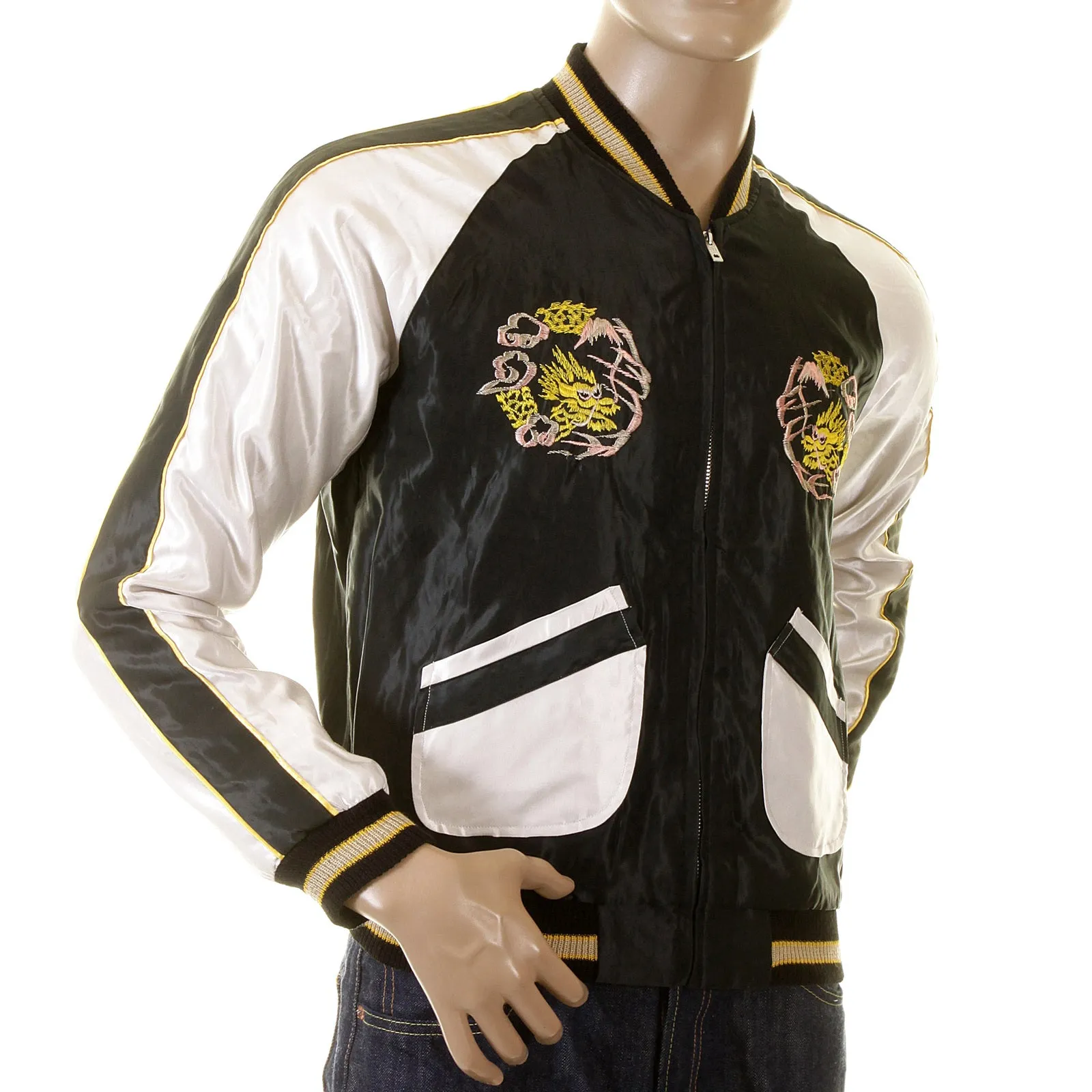 Dragon Embroidered TT12420 Black and Ivory Souvenir Jacket TOYOSC2022A sold by Sugar Cane product image thumbnail 3