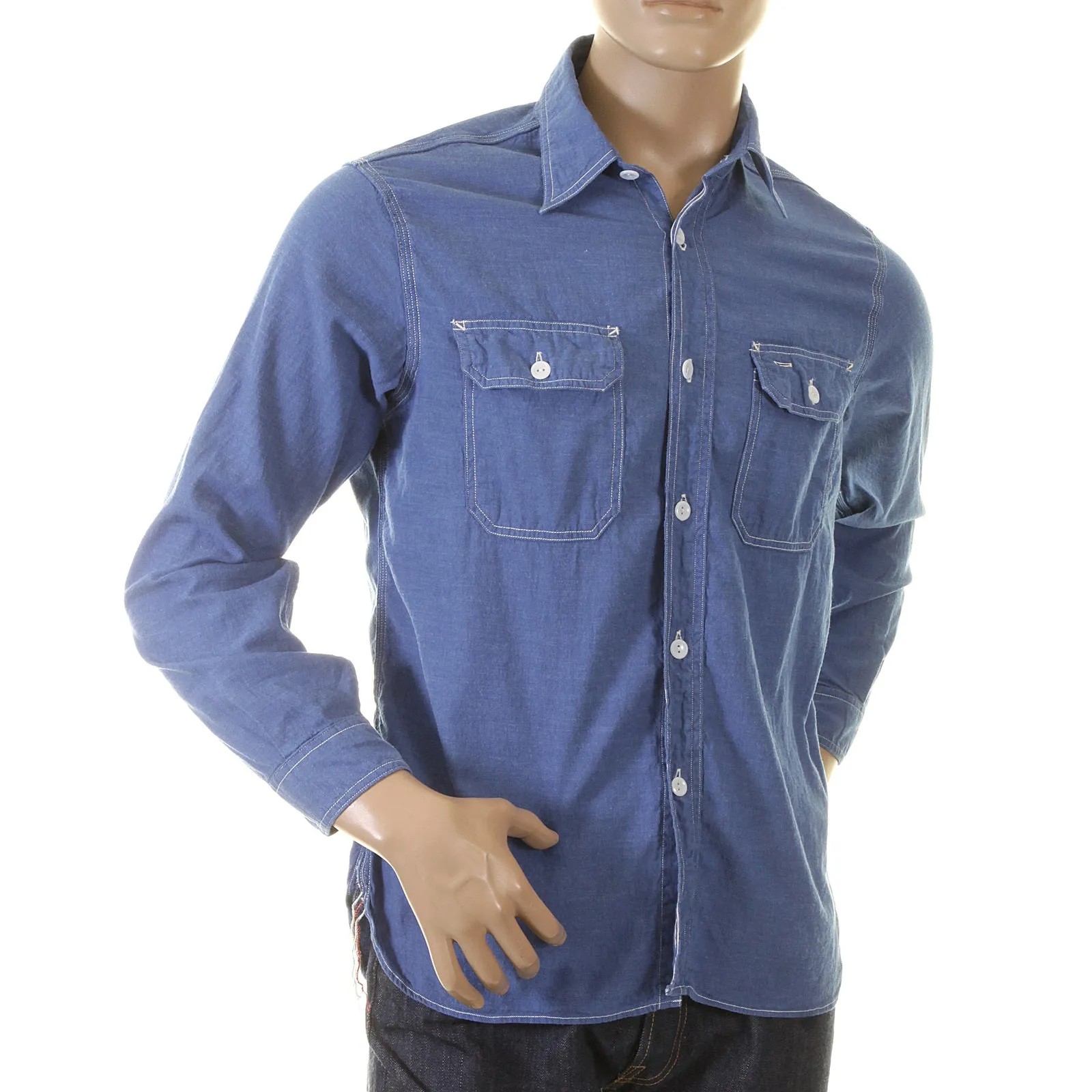 Sugar Cane VAT DYE blue chambray SC25513 work shirt CANE2017 sold by Sugar Cane product image thumbnail 3