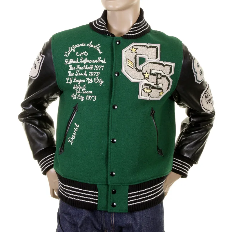 Dark Green and Black WV12310 Spartans Stadium Award Jacket CANE1092 made by Sugar Cane