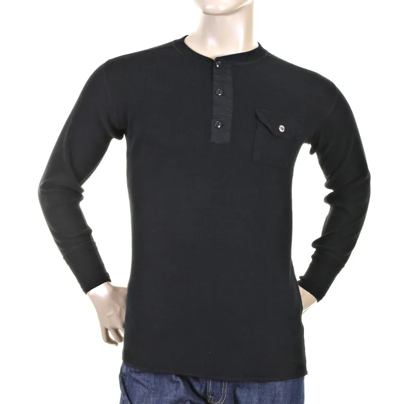 Black Long Sleeve SC65293 Fiction Romance Henley Neck T-shirt CANE1083 made by Sugar Cane