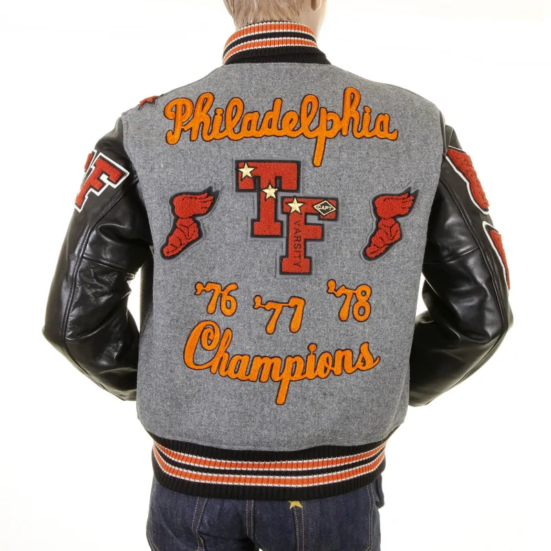 Grey Body Black Sleeve WV12310 Philadelphia Champions Jacket WHIT1085 made by Whitesville