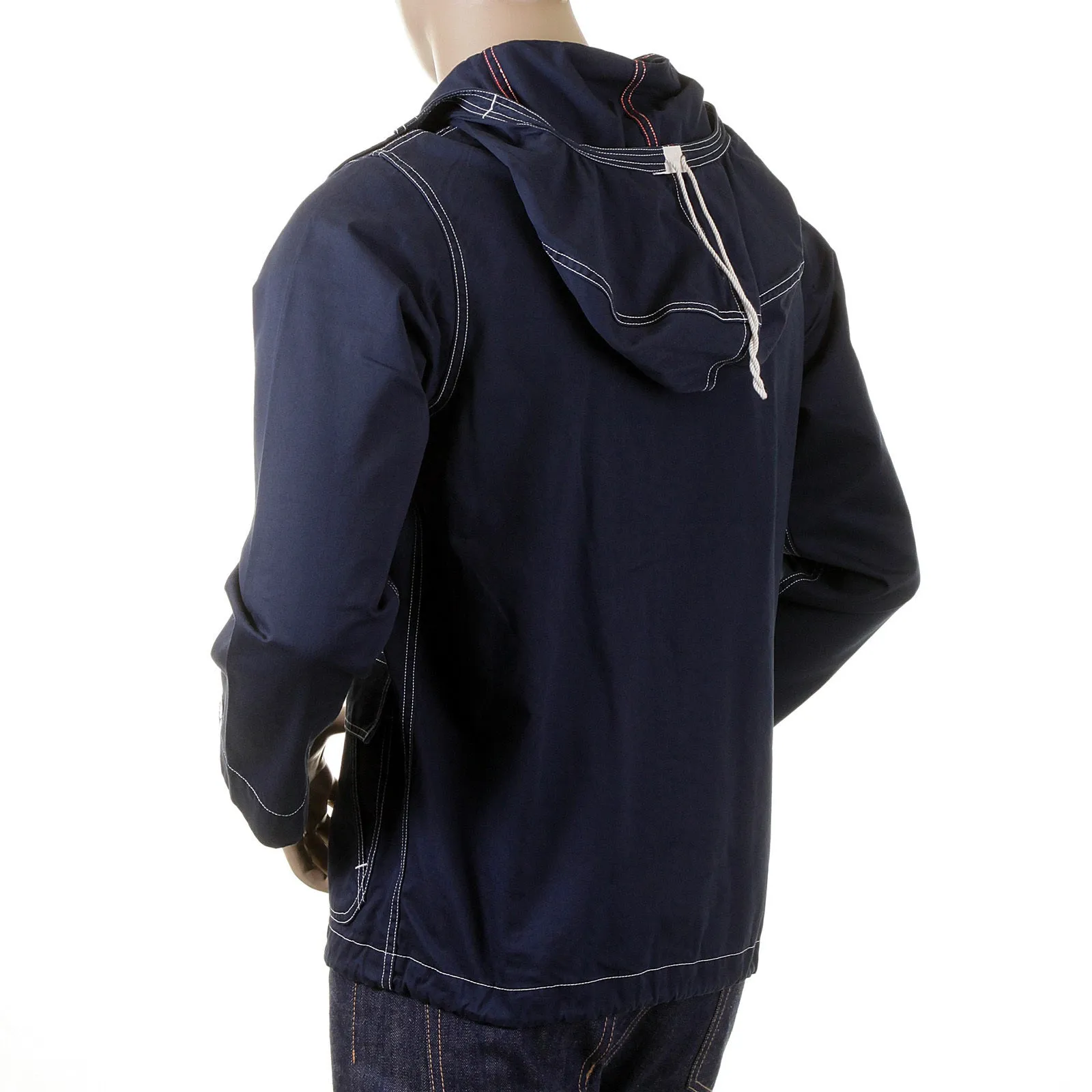 Lightweight Full Zip SC12164 Navy Herringbone Hooded Jacket CANE2104 sold by Sugar Cane product image thumbnail 5
